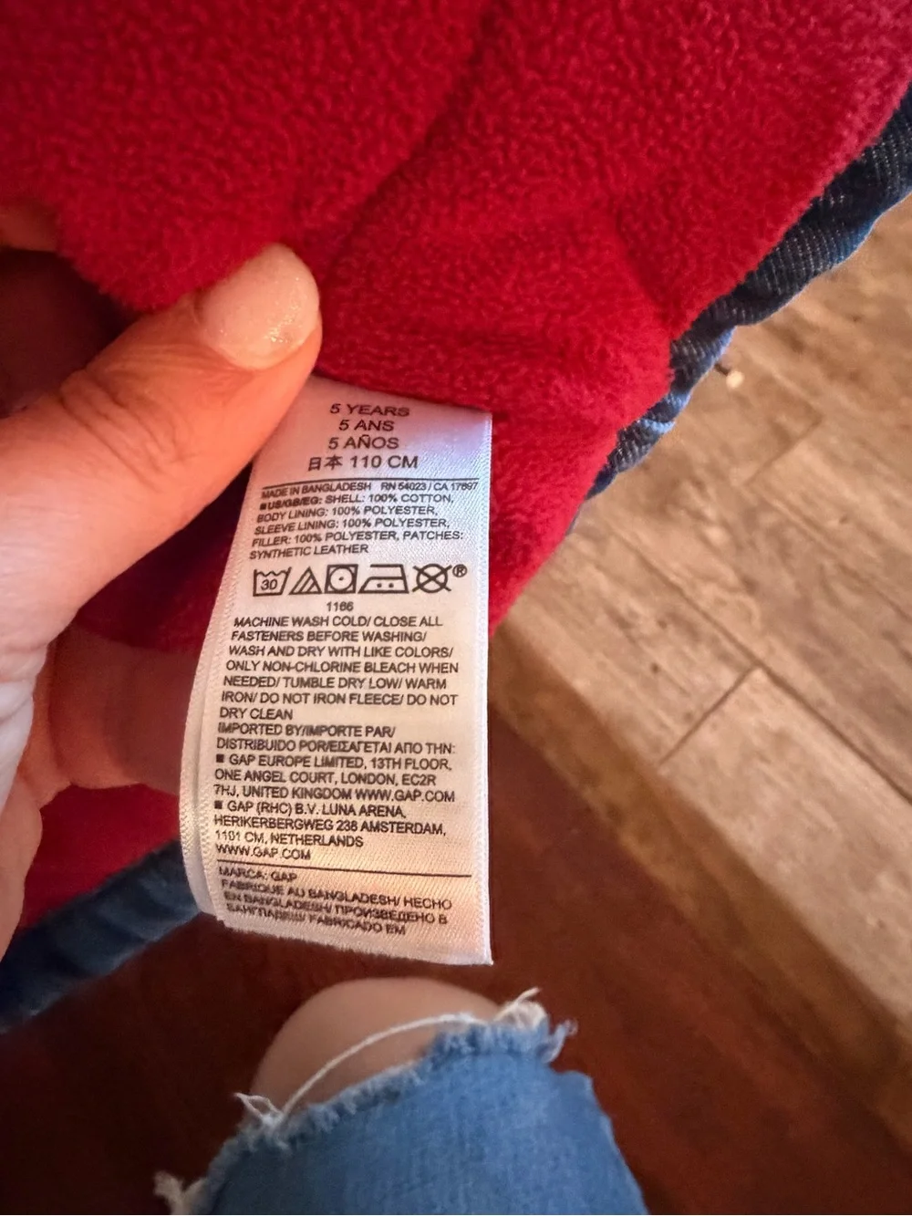 GAP X Paddington Kids Blue Denim coat with Red fleece Lining